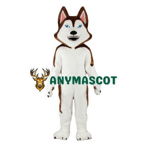 Brown & White Husky Dog Mascot Costume