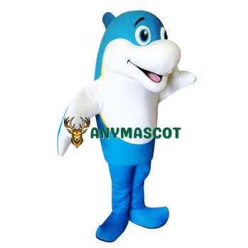 Blue & White Dolphin Mascot Costume
