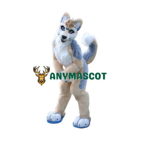 Brown & Gray Husky Dog Mascot Costume