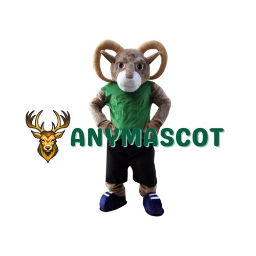 Sport Ram Mascot Costume with Green T shirt