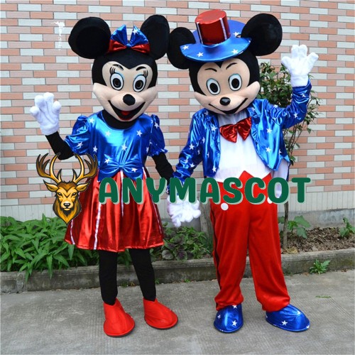 USA Flag Minnie & Mickey Mascot Costume