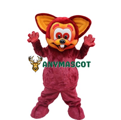Smiling Red Mouse Mascot Costume