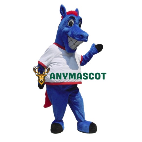 Happy Blue Horse Mascot Costume