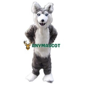 Gray Husky Dog Mascot Costume