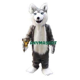 Gray Husky Dog Mascot Costume