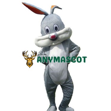 Happy Grey Rabbit Bunny Mascot Costume
