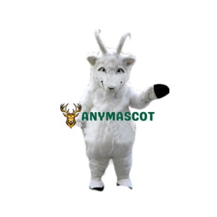 Plush White Goat Mascot Costume