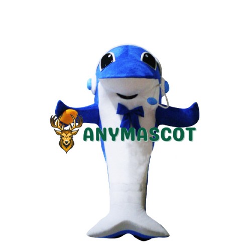 Happy Lightweight Blue Dolphin Mascot Costume