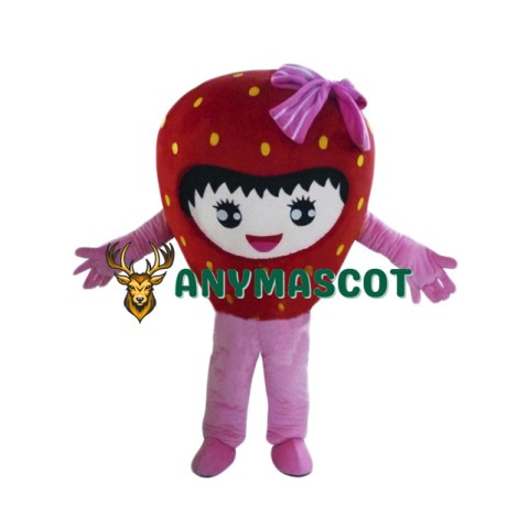 Happy Strawberry Girl Mascot Costume