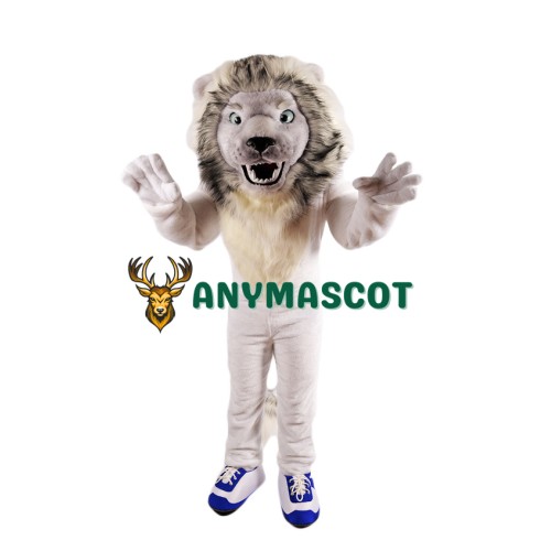 Fierce White Lion Mascot Costume