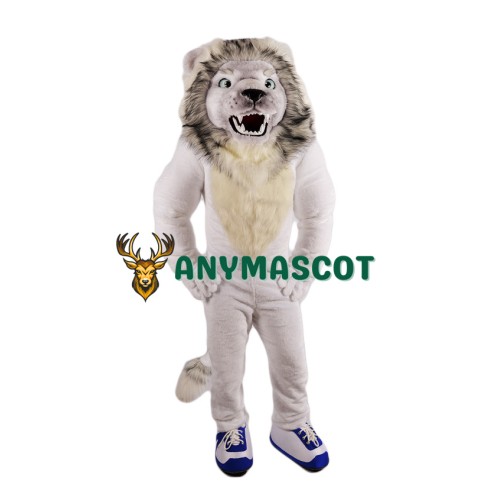 Fierce White Lion Mascot Costume