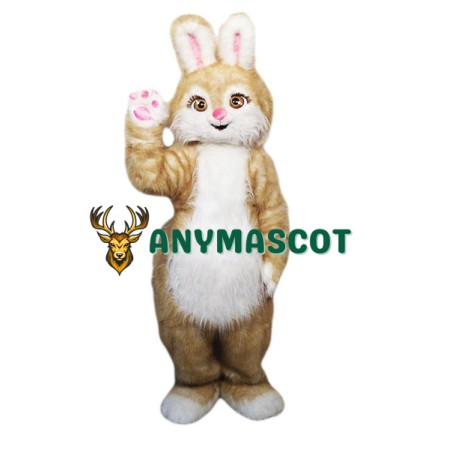 Brown Pink Bunny Mascot Costume