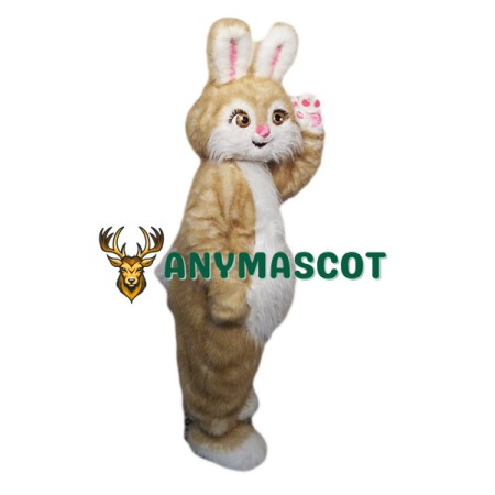 Brown Pink Bunny Mascot Costume