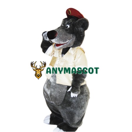 Happy Lightweight Grey Bear Mascot Costume