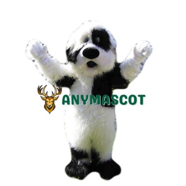 Friendly Black&White Dog Mascot Costume