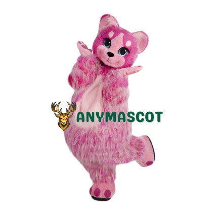 Pink Furry Cat Mascot Costume