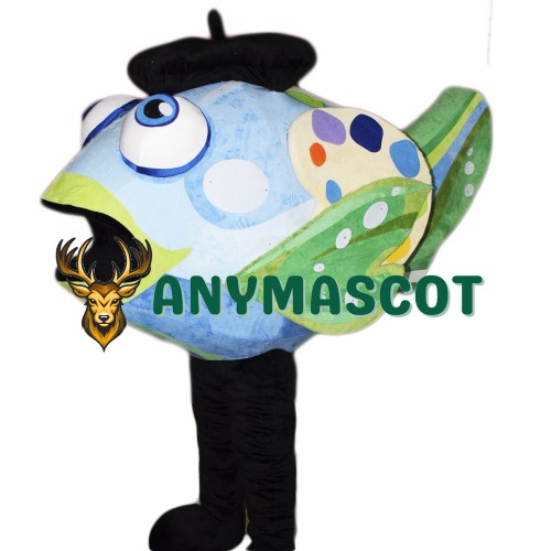 Cute Blue Fish Mascot Costume