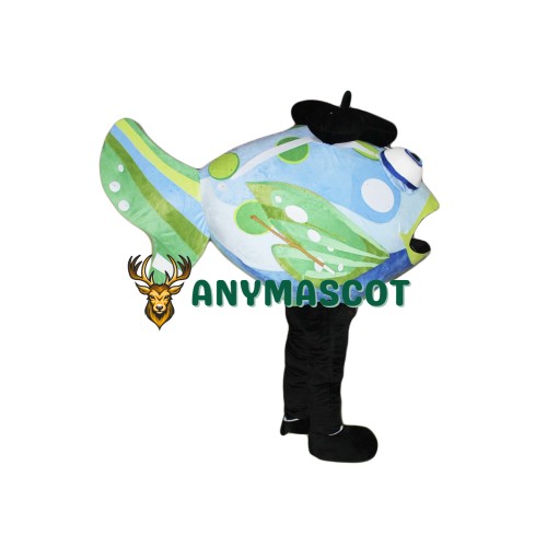 Cute Blue Fish Mascot Costume