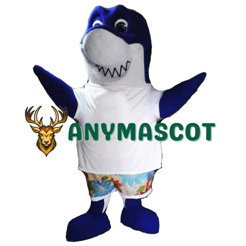Cute Blue Shark Mascot Costume