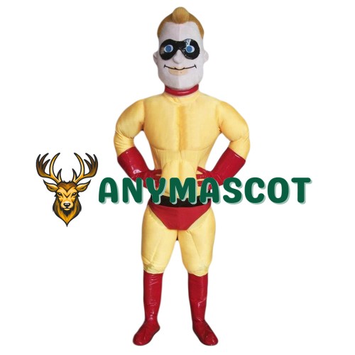 Yellow Superhero Mascot Costume
