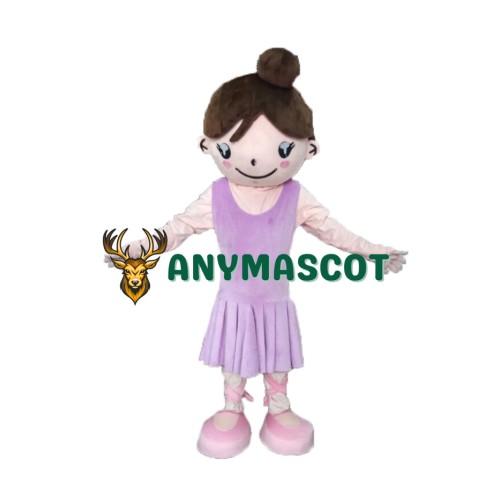 Cute Purple Dress Girl Mascot Costume