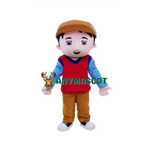 Brown Hat Boy Mascot Costume