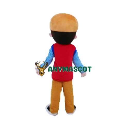 Brown Hat Boy Mascot Costume