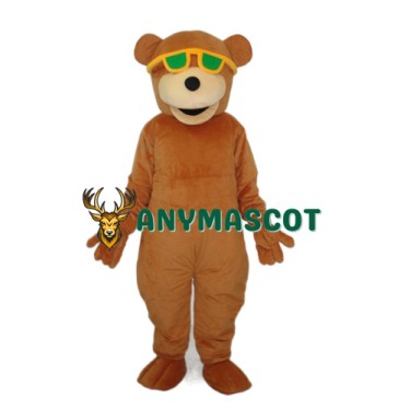 Bear with Green Sunglasses Mascot Adult Costume