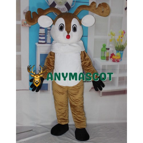 Red Nose Deer Mascot Costume Adult Deer Costume