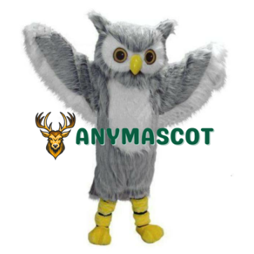 Grey Owl Mascot Costume Cartoon Costum