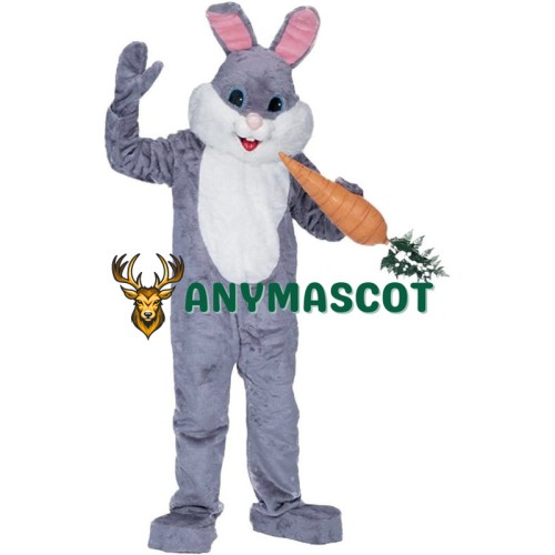 Grey Plush Bunny Mascot Costume