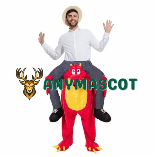 Red Dinosaur Costume Ride On Me Mascot Fancy Dress