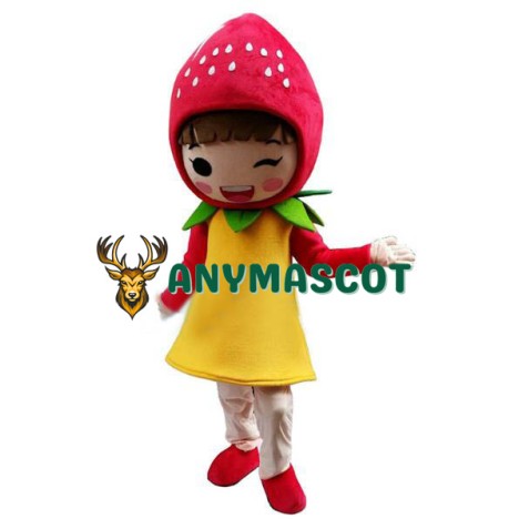 Strawberry Shortcake Girl Cartoon Adult Mascot Costume