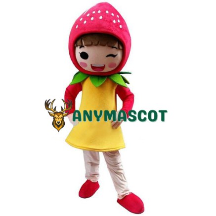 Strawberry Shortcake Girl Cartoon Adult Mascot Costume
