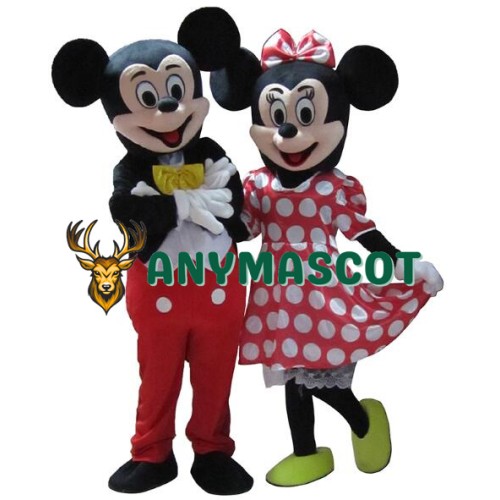 Mickey and Minnie Mouse Adult Mascot Costume Two Pieces