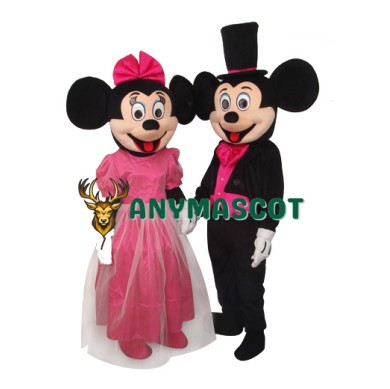 2nd Version Mickey and Minnie Mouse Full Dress Mascot Adult Costume
