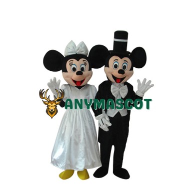 Evening Dress Mickey and Minnie Mascot Adult Costumes two piece