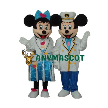 Navy Mickey and Minnie Mascot Adult Costume