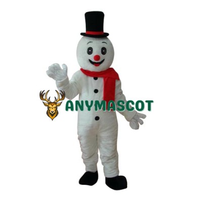 Snowman with Black Hat Mascot Adult Costume