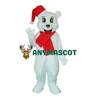 White Christmas Bear Mascot Adult Costume