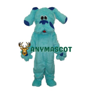 2nd Version Long Hair Blue Dog Mascot Adult Costume