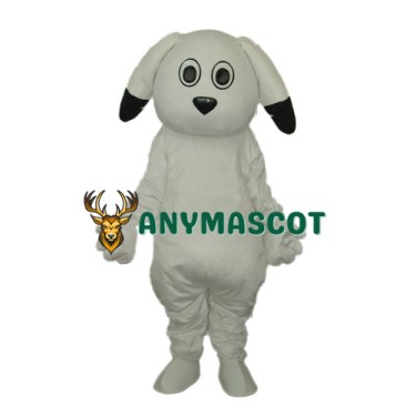 Black Ears White Dog Mascot Adult Costume