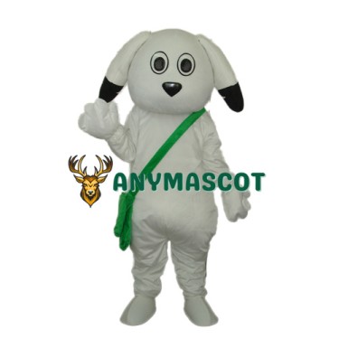 Green Bag White Dog Mascot Adult Costume