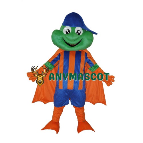 Happy Frog with Blue Hat Adult Mascot Costume