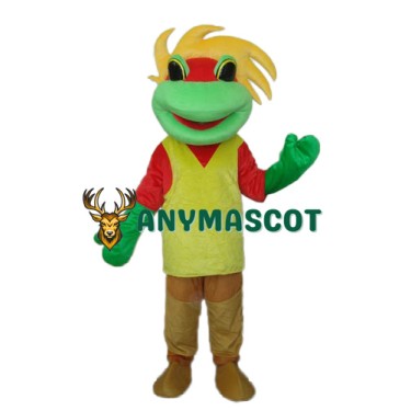 Yellow Green Red Frog Prince Mascot Adult Costume