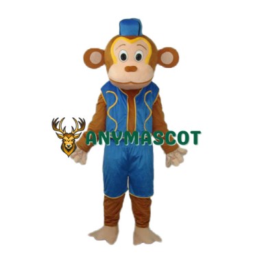 Clown Monkey in Blue Vest Mascot Adult Costume