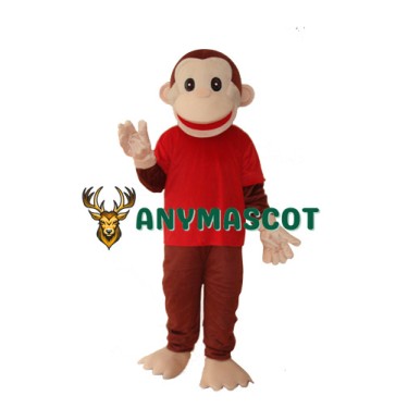 Happy Monkey in Red Shirts Mascot Adult Costume