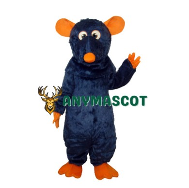 Big Tooth Black Plush Moust Adult Mascot Costume