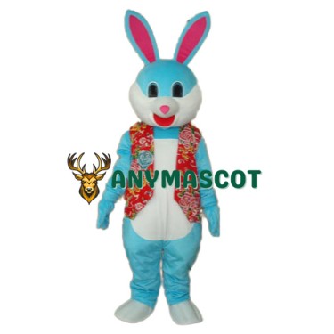 Blue Rabbit in Red Vest Mascot Adult Costume