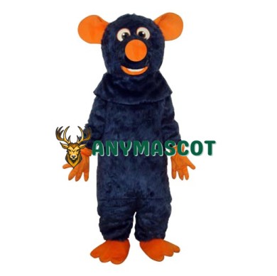 Dark Blue Big Tooth Black Plush Moust Adult Mascot Costume